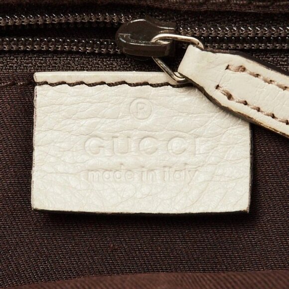 Gucci Beige/White GG Canvas Embossed Leather Medium Sukey Tote Bag - Picture 11 of 13